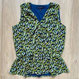 Banana Republic Green & Blue Peplum Wrap Top – Size Small